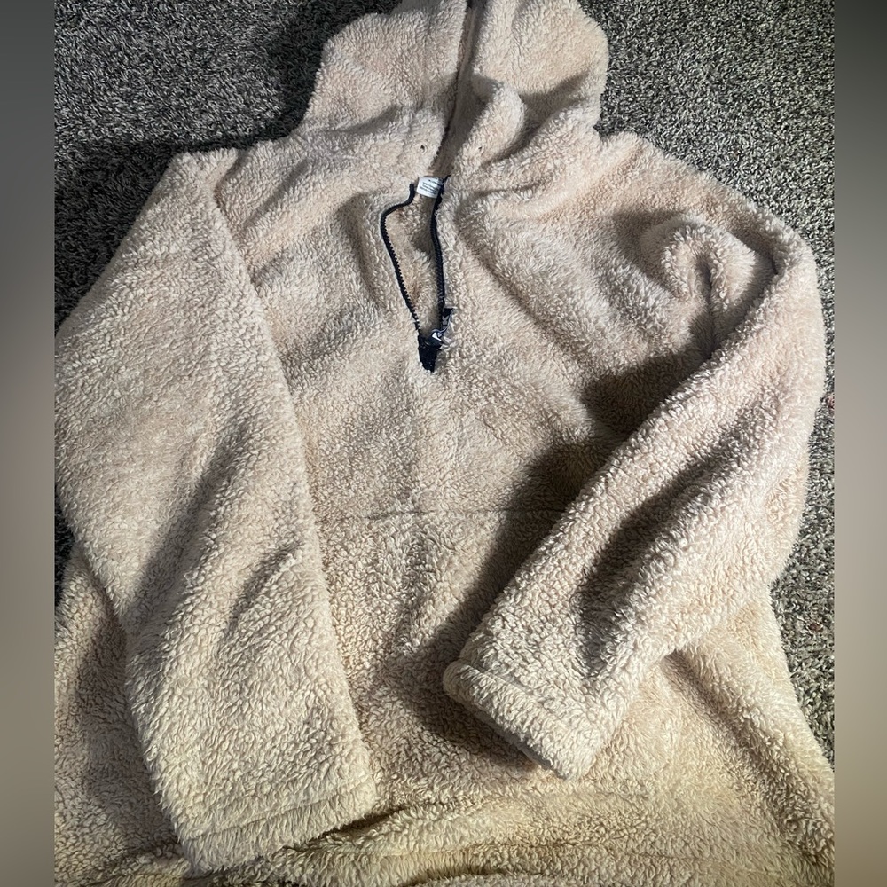 pink fuzzy hoodie